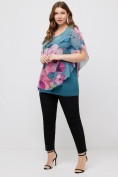 Bluse, doppellagig, Blüten, Rundhals, Halbarm