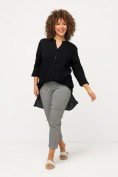 Longbluse, Krepp, Stehkragen, V-Ausschnitt, 3/4-Arm