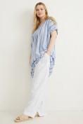 C&A Leinenhose-Mid Waist-Wide Leg, Weiß, Größe: 56